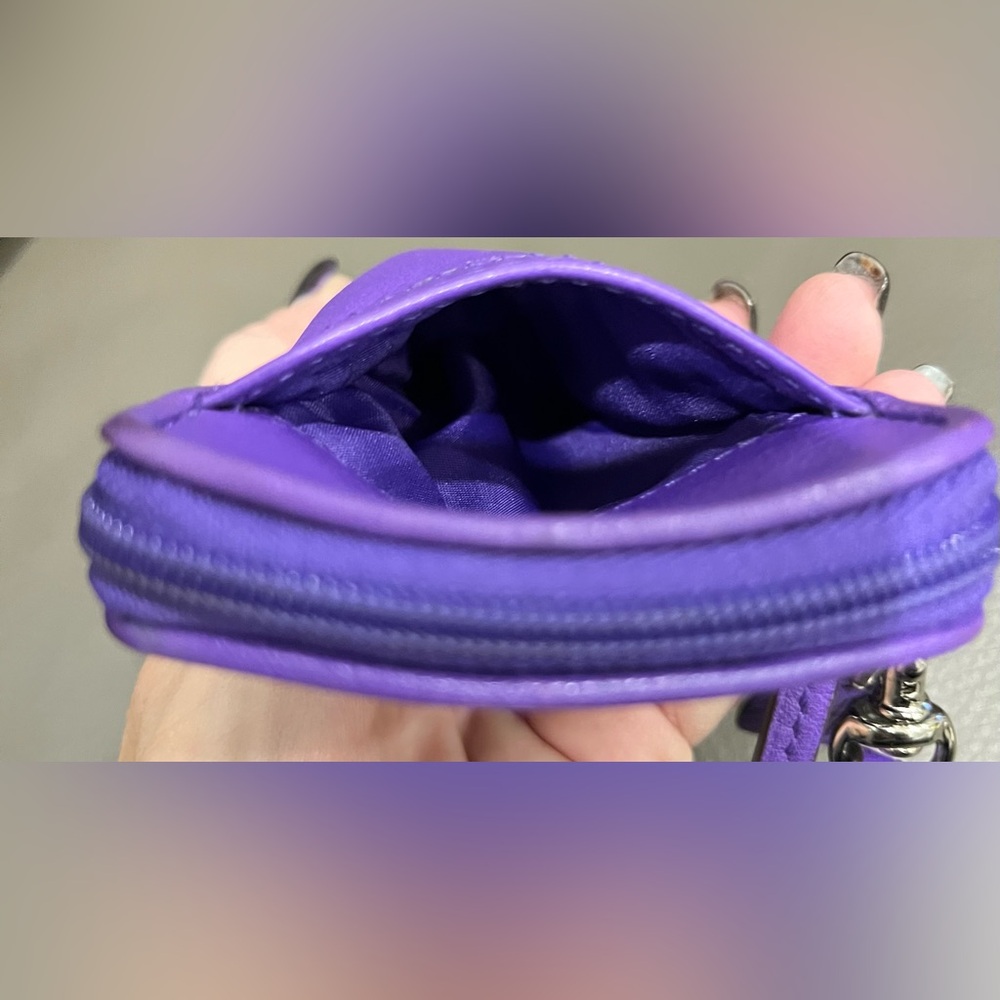 Coach New York Purple Leather Wristlet Clutch - Picture 6 of 8
